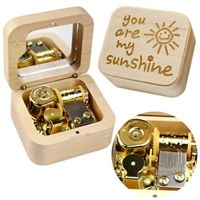 Afbeelding van Sinzyo You are My Sunshine Muziekdoos Vintage Houten Kerstmis Valentijnsdag Verjaardagscadeau (Maple Note Doos)