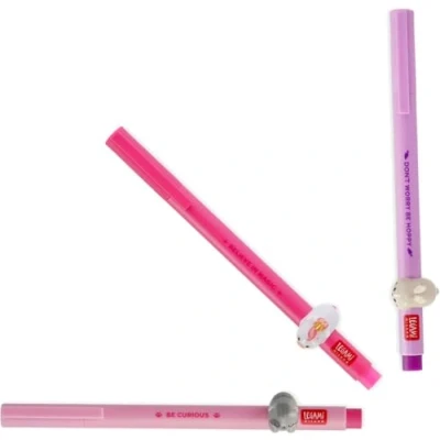 Afbeelding van LEGAMI Gelstift Lovely Friends, decoratief dier, afneembaar en opnieuw combineerbaar, voorkomt rollen, fijne 0,5 mm punt, set van 3 haasjes, kittens eenhoorn (roze)