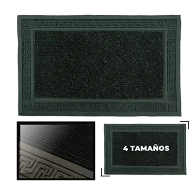 Afbeelding van LucaHome Deurmat voor ingang, zwart, 37 x 52 cm, rechthoekig, van rubber, antislip onderkant, gemakkelijk te reinigen, absorberende vloermat, binnen en buiten