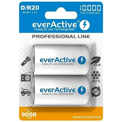 Afbeelding van 2x R20 D 10000mAh Rechargeables everActive Professional