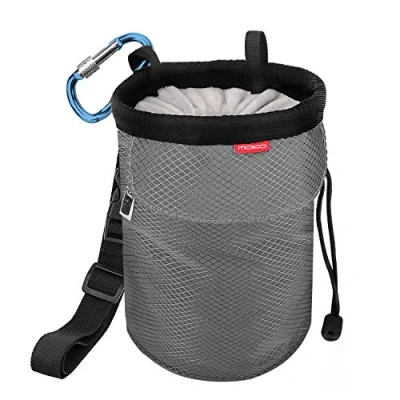 Afbeelding van MoKo Magnesia tas, professionele klimtas met verstelbare riem en achterzak ritssluiting, sporttas voor gewichtheffen, gymnastiek, bergbeklimmen, grijs