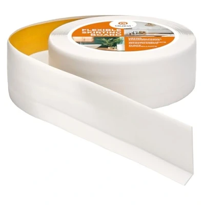 Afbeelding van Quest Zachte Plint Zelfklevend, PVC Eindlijst 50 mm x 20 Flexibele Afwerkstrip voor Keuken, Badkamer, Muur, Vloer Decoratief, UV bestendig (Wit, 10m)