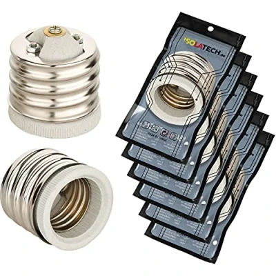 Afbeelding van ISOLATECH 6st E40 naar E27 adapter fitting voor LED converter spaarlampen (max. 250V/2A) gloeilampen keuken badkamer plafond installatie keramische basis hittebestendig