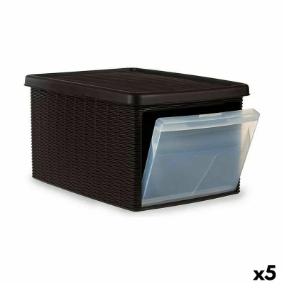 Afbeelding van Opbergbak met Deksel Stefanplast Elegance Lateral Bruin Plastic 29 x 21 39 cm (5 Stuks)