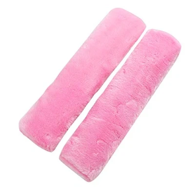 Afbeelding van SunTrader Zachte Faux Car Seat Belt Cover Pad,Car Safety Strap Schouderpad voor volwassenen en kinderen, Geschikt Belt, Rugzak, Schoudertas, Set van 2 roze