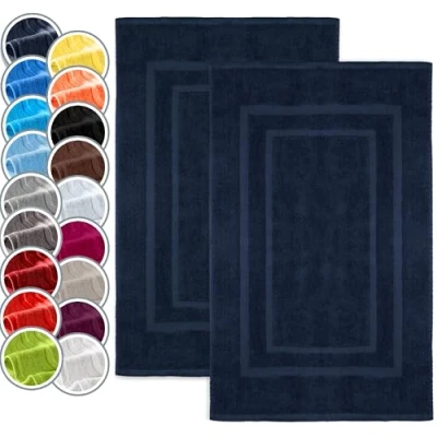 Afbeelding van NatureMark Set van 2 Badstof Badmatten, 100% Katoen, 50x80cm, Navy