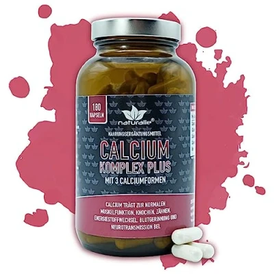 Afbeelding van Naturalie® calcium in 3 voudig complex met merkgrondstof ovocet® 230 mg zuiver per capsule biologisch beschikbaar en het laboratorium getest 180 capsules BPA vrij glas