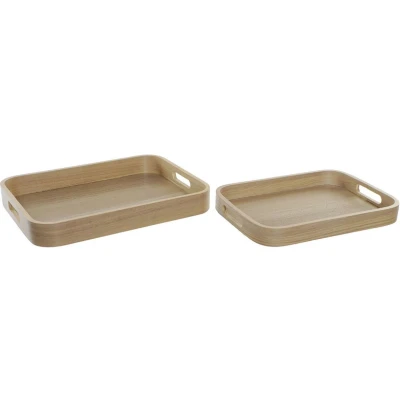 Afbeelding van Snackdienblad DKD Home Decor Natuurlijk Scandinavisch 40 x 30 5,5 cm (2 Stuks)