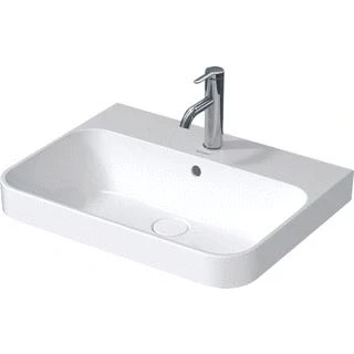 Afbeelding van Duravit HappyD 2 Plus opbouwwastafel met kraangat overloop 60x46cm keramisch push open ventiel wit