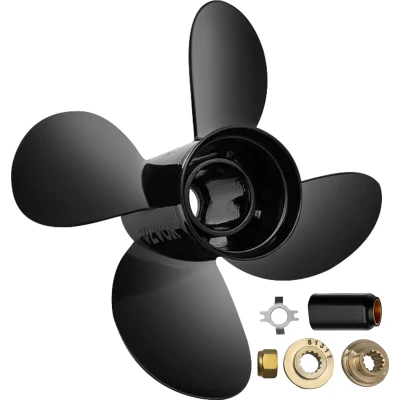 Afbeelding van VEVOR buitenboordschroef, vervangt OEM 48 8M8026630, 4 bladige 10,5&quot; x 13&quot; aluminium bootschroef, compatibel met Mercury Mariner 25 pk Bigfoot/Command Thrust 60 buitenboordmotor