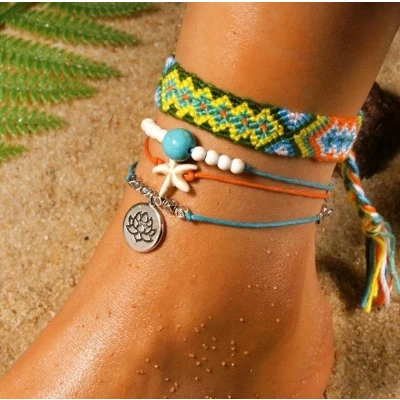 Afbeelding van Jomide Enkelbandje handgemaakt Boho 4 stuks 2