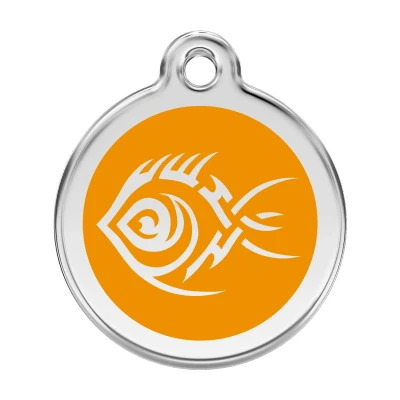 Afbeelding van Tribal Fish Orange roestvrijstalen hondenpenning large/groot dia. 3,8 cm RedDingo