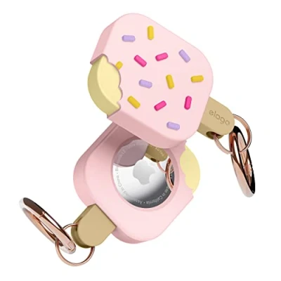 Afbeelding van elago Ice Cream Case Compatibel met Apple AirTag Sleutelhanger, Voor Hoesje Valbescherming, Karabijnhaak (Track honden, Sleutels, Portemonnees) Traceerapparaat Niet Inbegrepen (Lovely Roze)