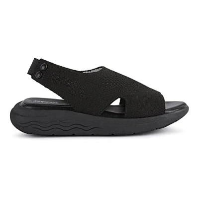 Afbeelding van Geox Spherica EC5 Sandalen met sleehak, Dames, Maat: 37, Black Textiel/ synthetisch