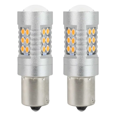 Afbeelding van BAU15S 3030 24 SMD CANBUS ORANJE 12/24V 2 stuks