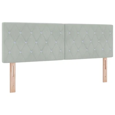 Afbeelding van vidaXL Hoofdbord Kristallen Knop Geplooid Lichtgrijs 160 cm Fluweel