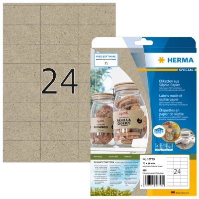Afbeelding van Etiket HERMA 10753 70x36mm silphie bruin 480stuks