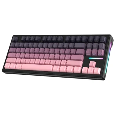 Afbeelding van ATTACK SHARK TKL Draadloos mechanisch gamingtoetsenbord, Bluetooth 5.0/2.4G/USB C Bedraad Hot Swap RGB toetsenbord 80%, lineaire witte schakelaars Gradient Side Print PBT Keycaps voor pc Mac Braam