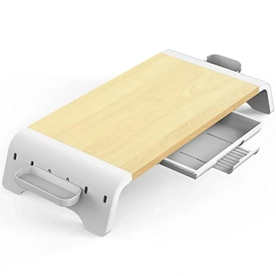 Afbeelding van Monitorstandaard, houten schermstandaard voor monitor laptop TV, monitorstandaard met lade en telefoonhouder, geen installatie, 52x23,5x8,9cm, beukenkleur