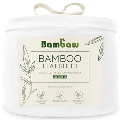 Afbeelding van Bamboe laken 180cm x 290 Wit Bovenlaken 1 Persoons Ultrazacht plat Luxe Beddengoed Hypoallergeen lakens Puur Viscose Rayon Ultra ademende Stof Bambaw