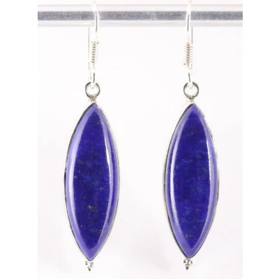 Afbeelding van Lange zilveren oorbellen met lapis lazuli
