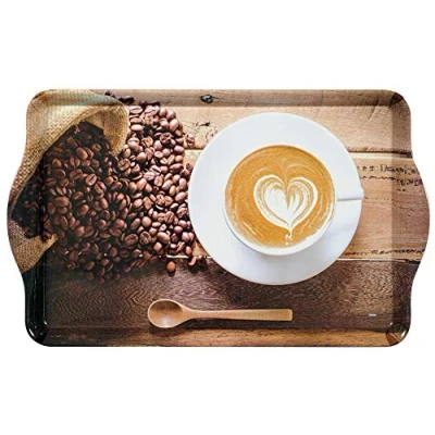 Afbeelding van Dienblad Rechthoekig Met Print koffie en Bonen Design Thee