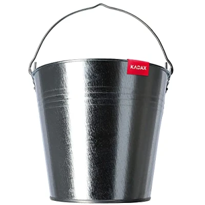 Afbeelding van KADAX Emmer, robuuste zinkemmer met ergonomische handgreep, asemmer versterkte bodem, kolenemmer massieve wanden, metalen emmer voor stenen, bloembedden, as, bulkgoederen, 12 liter