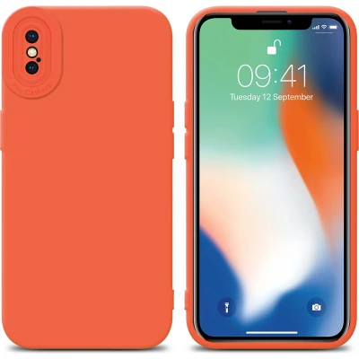 Afbeelding van Cadorabo Hoesje geschikt voor Apple iPhone XS MAX in FLUID ORANJE Beschermhoes TPU silicone Cover Case