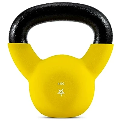 Afbeelding van Yes4All XSQQ Neopreen Coated Kettlebell Gewichten, Krachttraining Kettlebells 4KG Geel