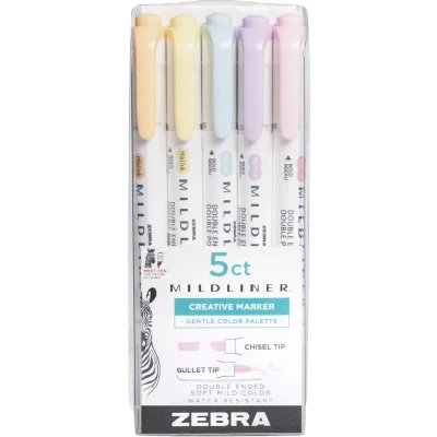 Afbeelding van Zebra mildliner set 5 stuks gentle colors