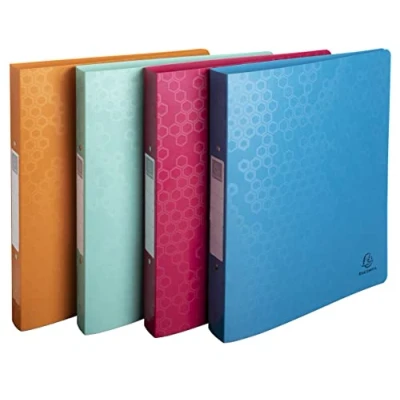 Afbeelding van Exacompta Ref. 54410E 1 Set van 4 Maïa Semi Rigide Binders in Gerecycled Polypropyleen 2 Ronde Ringen Diam 30 mm Extern Formaat 32 x 26,8 cm A4 Maxi Filing Verschillende Kleuren