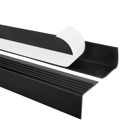 Afbeelding van Quest Traprandprofiel zelfklevend PVC kunststof trap randbescherming 50x42mm, zwart, 200cm