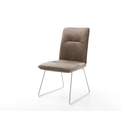 Afbeelding van Gestoffeerde stoel Vinjo Flex slipframe roestvrij staal taupe vintage