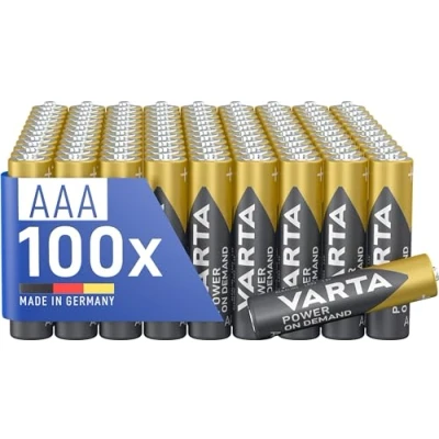 Afbeelding van VARTA Batterijen AAA, verpakking van 100, Power on Demand, Alkaline, 1,5V, milieuvriendelijke verpakking, voor computeraccessoires, Smart Home apparaten, Made in Germany [Exclusief bij Amazon]