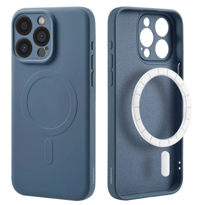 Afbeelding van Apple iPhone 15 Pro Max MagSafe Hoesje Siliconen en TPU (zacht) iMoshion Backcover/Softcase Donkerblauw Telefoonhoesje