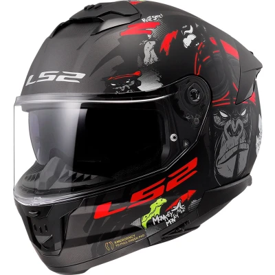 Afbeelding van LS2 FF808 Stream II Angry Monkey Helm, zwart rood, afmeting XS voor man