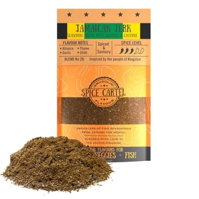 Afbeelding van Jamaicaanse eikel van Spice Cartel. een pittige mix voor voorproefje het eilandleven, perfect kip. 35G hersluitbaar zakje. Hand gemaakt in VK.