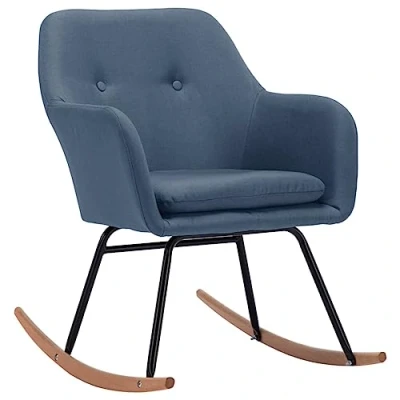 Afbeelding van vidaXL Schommelstoel Zitmeubel Schommelend Stoel Zitstoel Fauteuil Zetel Armstoel Meubel Schommelmeubel Schommelstoelen Stof Blauw