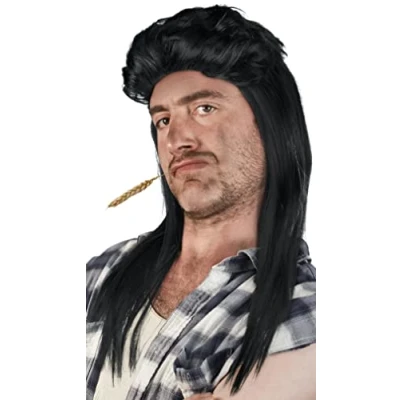 Afbeelding van Mullet Pruik Pimp Blonde Brunette Grijs Zwart (Black)