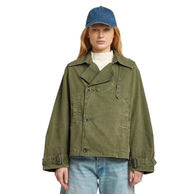 Afbeelding van G STAR Oversized Short Trench COAT Jas, Dames, Maat: Large, Overdye shadow olive