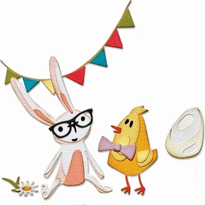 Afbeelding van Sizzix Tim Holtz Thinlits Die Set Vault Bunny &amp; Chick