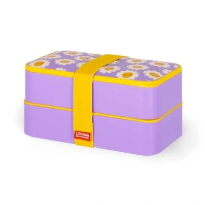 Afbeelding van Legami Lunchbox met 3 bestekken, lunchbox, inhoud 1200 ml, lekvrij, magnetronbestendig en vaatwasmachinebestendig, ideaal voor school, kantoor, werk
