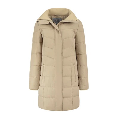 Afbeelding van MGO Olivia Dames winterjas Puffer parka met teddy voering Beige Maat L