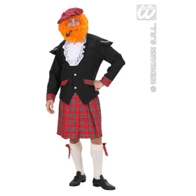 Afbeelding van Widmann Landen Thema Kostuum Schotse Man Highlander Kilt Rood, Zwart Medium Carnavalskleding Verkleedkleding