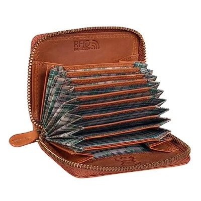 Afbeelding van Benthill portemonnee van echt leer creditcardhouder RFID kaarten met ritssluiting, Zwart