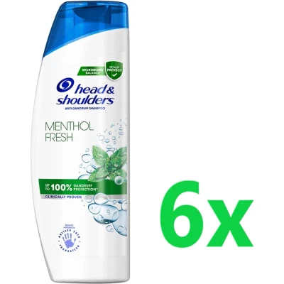 Afbeelding van 6x Head &amp; Shoulders Anti Roos Shampoo Menthol fresh 400 ml
