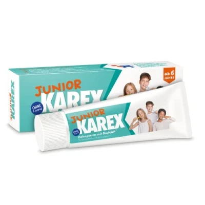Afbeelding van Junior Karex Tandpasta, 1 x 65 ml, bescherming tegen cariës voor kinderen vanaf 6 jaar, met BioHAP, de speciale behoeften van het wisselbitje kinderen, herstelt kleine defecten aan tandglazuur