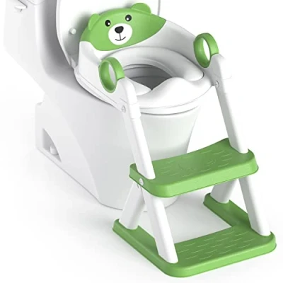 Afbeelding van 1e kindertoiletladder, verbeterd kindertoilet voor jongens en meisjes, 2 in 1 kindertoiletbril met trap, spatwaterdicht antislip voeteneinde