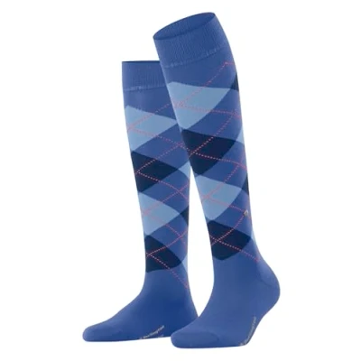 Afbeelding van Burlington Dames kniekousen Marylebone W KH wol lang patroon 1 paar, Blauw (River Blue 6551) nieuw milieuvriendelijk, 36 41, 41 EU