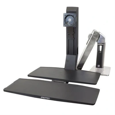 Afbeelding van Ergotron WorkFit A Monitor tafelbeugel 1 voudig 25,4 cm (10) 61,0 (24) Zwart, Aluminium (gepolijst) In hoogte verstelbaar, Toetsenbordhouder, Kantelbaar,
